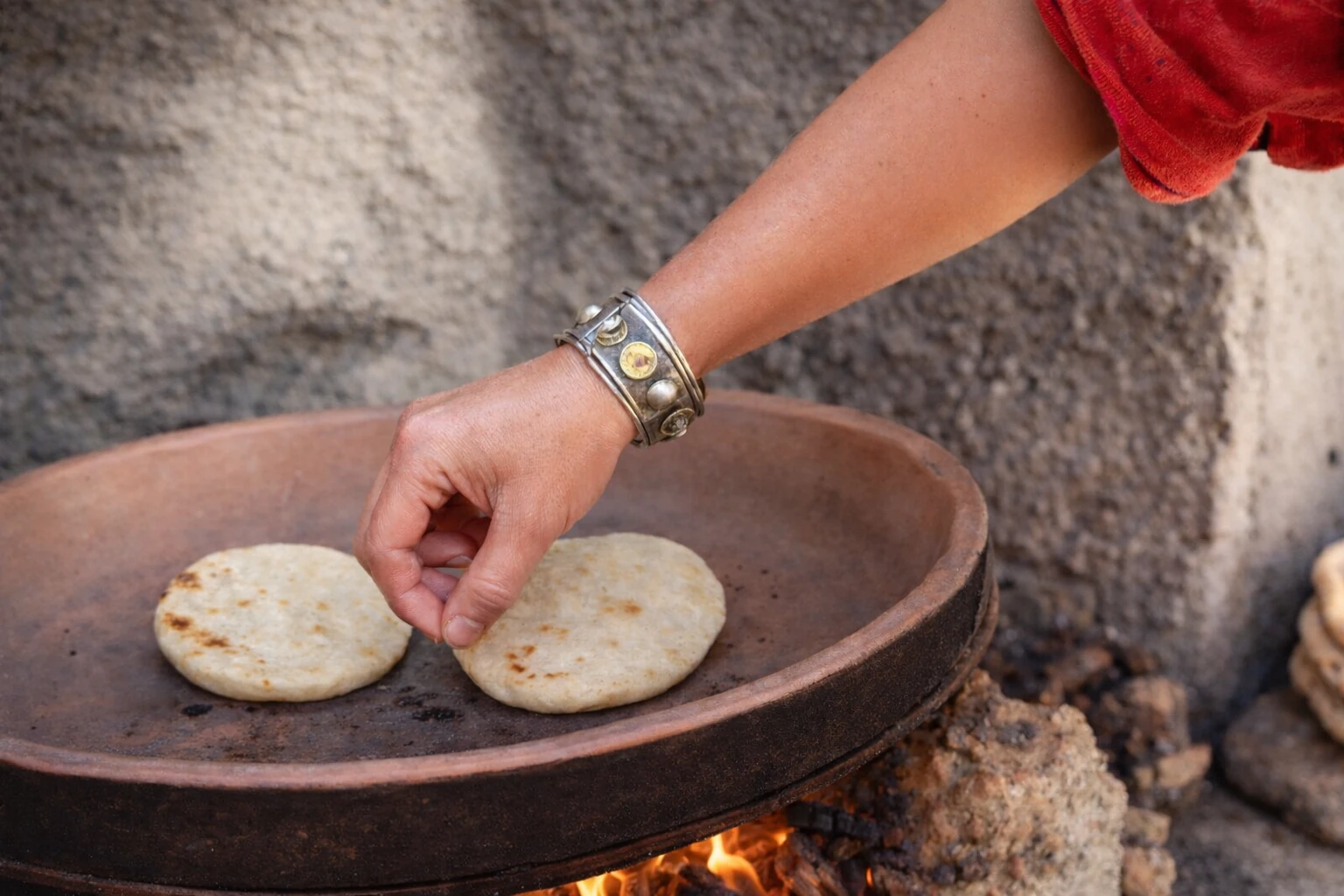 Traditional Berber bread baking and tea break in the High Atlas Mountains