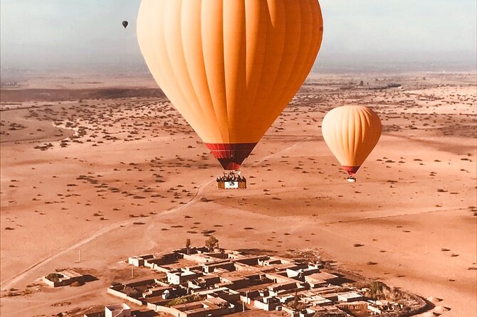 Hot air balloon ride at dawn over the Marrakech Palm Grove