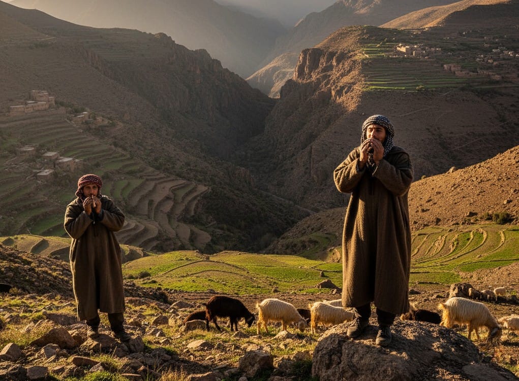 Private guided trek along a High Atlas ridge above a Berber village